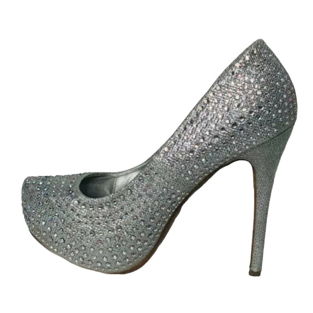Le Miu ELSA Silver Rhinestone Bling Platform Stiletto Heels Wedding Prom Sz 8.5 - Picture 10 of 11
